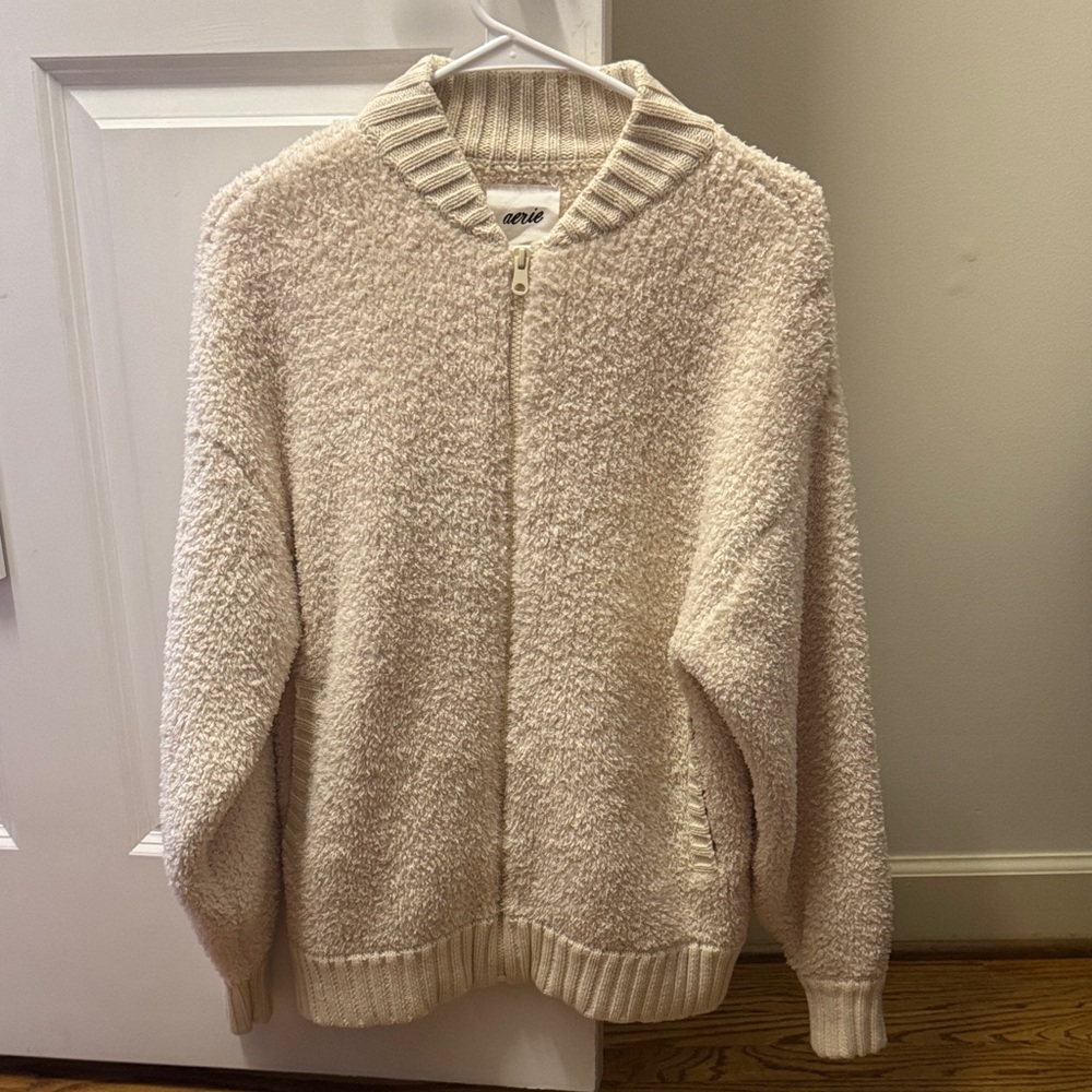 Aerie Cream Textured Sweater/Jacket